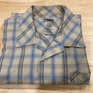 Blackhawk Warrior Wear Short Sleeve Pocket Shirt Beige and Blue Plaid Size L